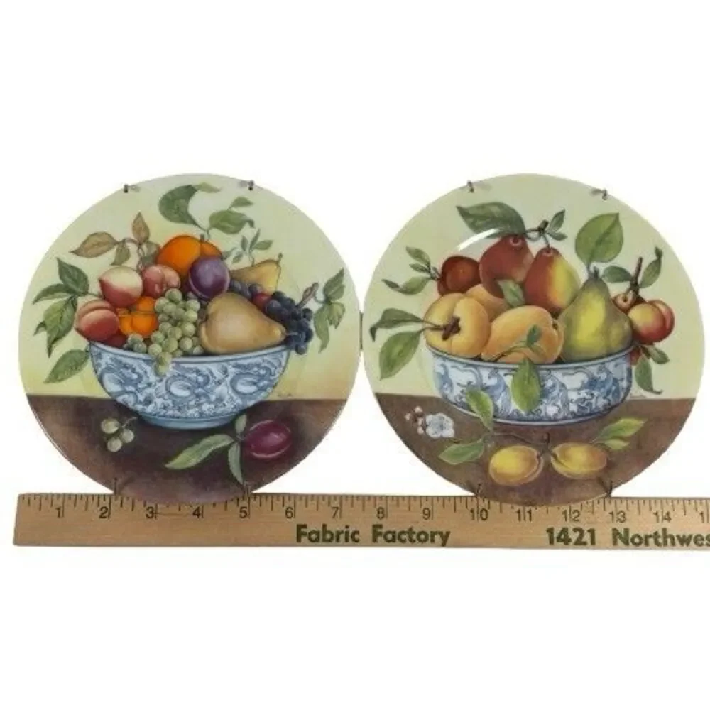 Pair VTG Limoges Plates 1855 L. Marino Godinger Fruit Bowl Still Pears Set of 2